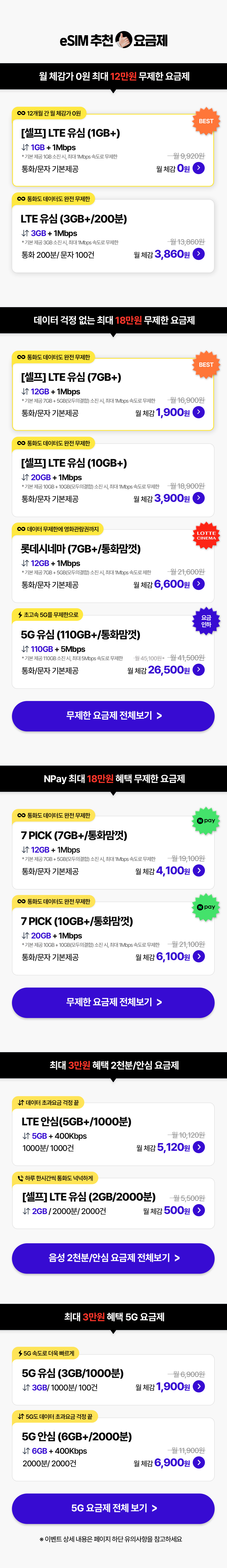eSIM 추천 요금제