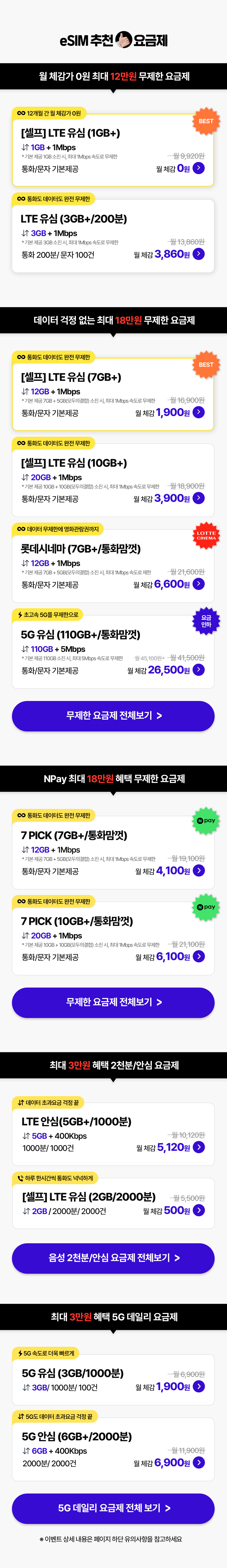 eSIM 추천 요금제